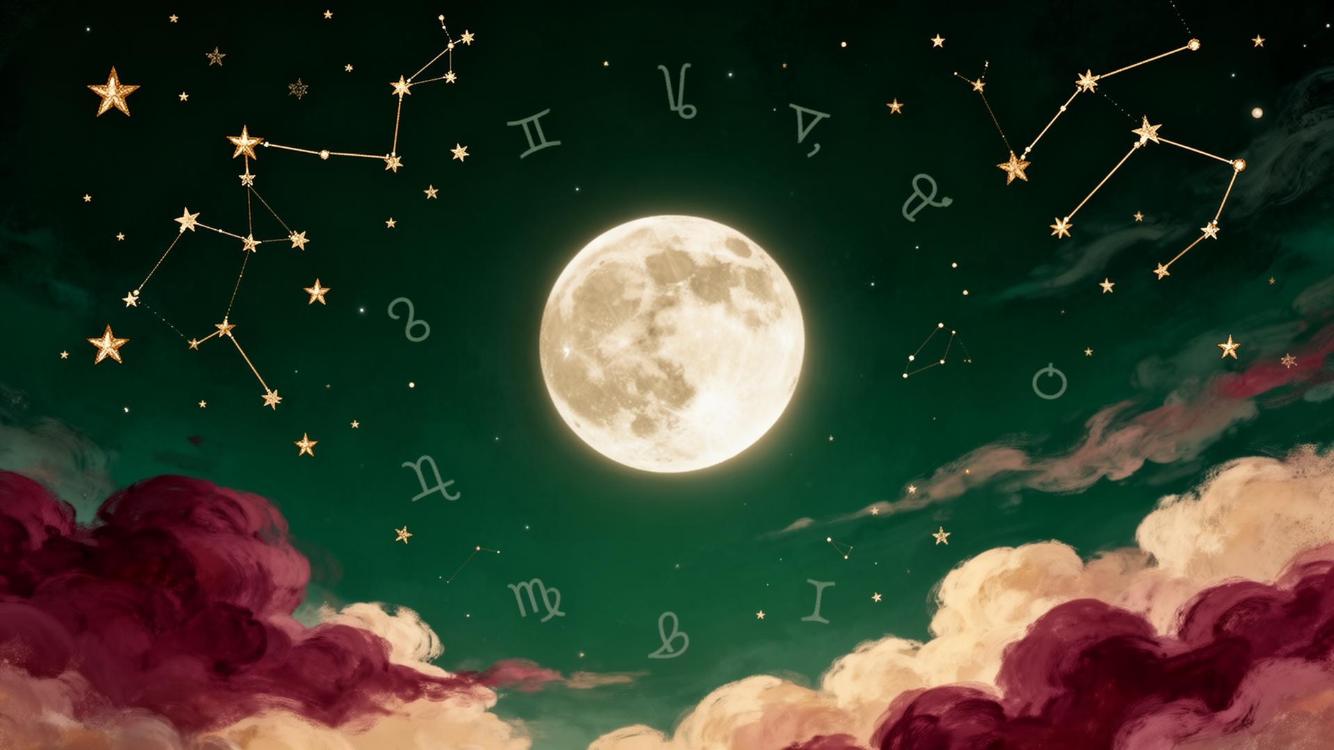 Numerology numerals glowing in gold beneath a crescent moon — Emerald Coast Psychic